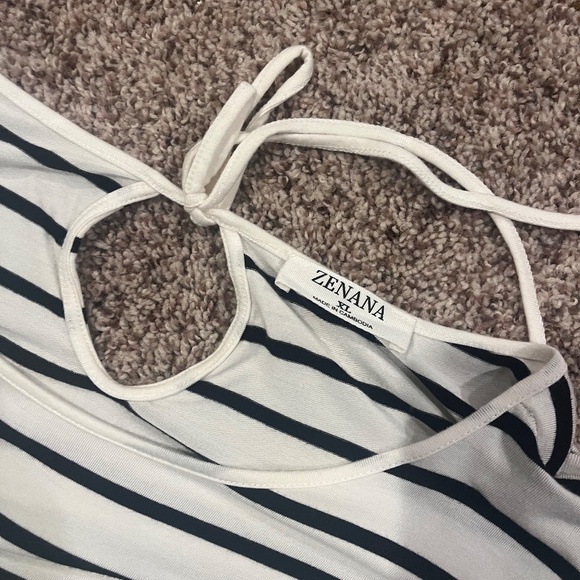 Zenana XL short romper - white w/black stripes - Picture 2 of 4
